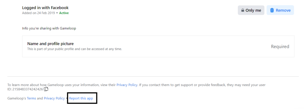 Report an app on Facebook.