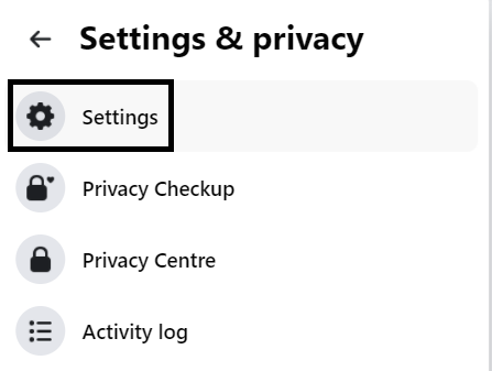 Settings on Facebook