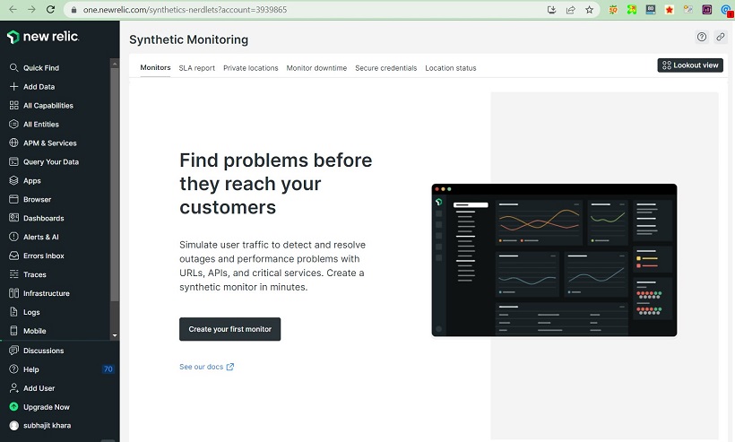 navigate to the "Synthetics Monitoring"