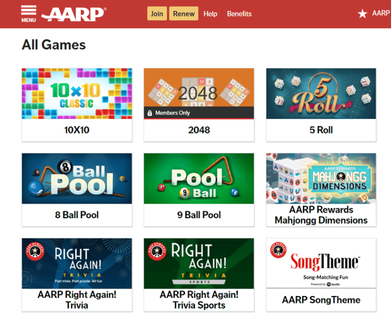 AARP Games Collection Screenshot